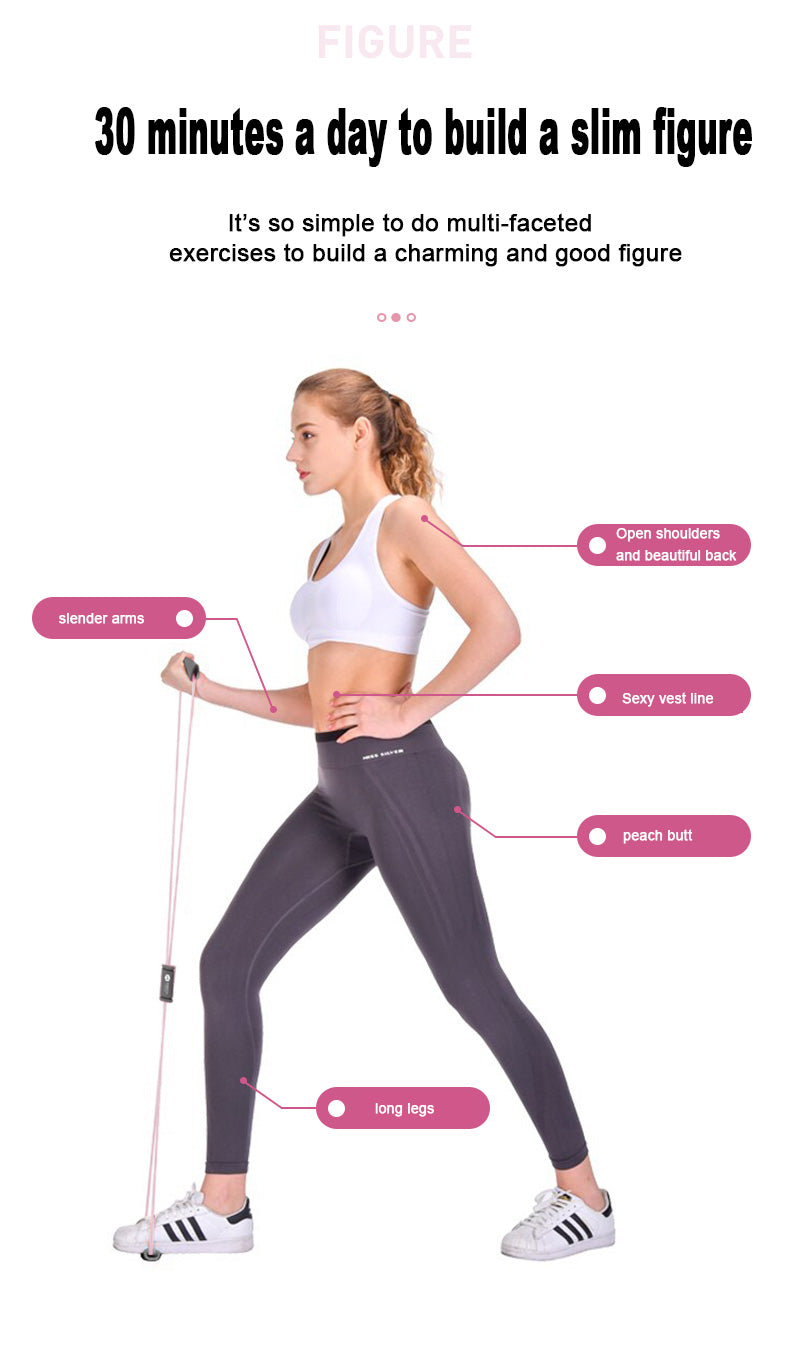 Pilates-Stick, Yoga-Fitnessgerät, elastisches Gürtelseil für den Haushalt, achtstelliger Spanner, Schulter- und Rückentraining, Gesäß- und Beintrainingsgerät