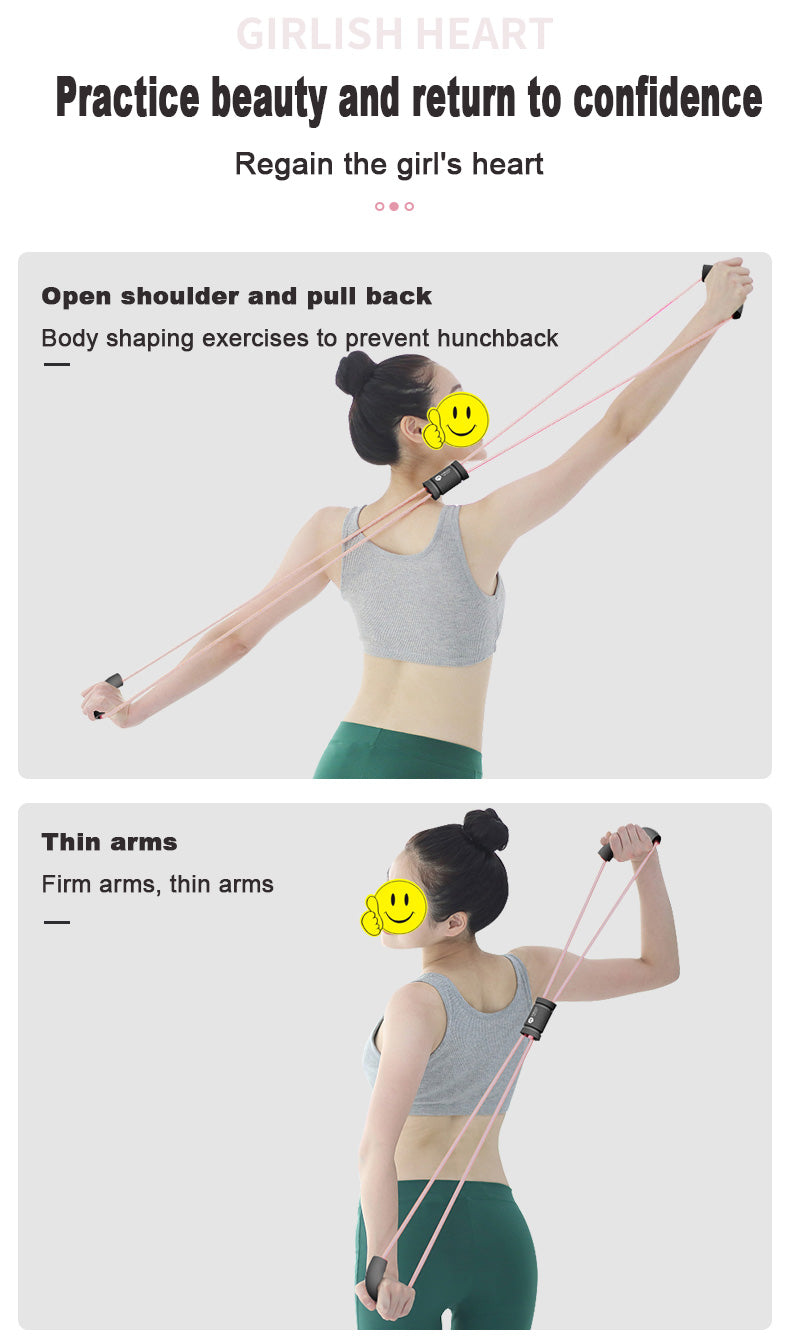 Pilates-Stick, Yoga-Fitnessgerät, elastisches Gürtelseil für den Haushalt, achtstelliger Spanner, Schulter- und Rückentraining, Gesäß- und Beintrainingsgerät